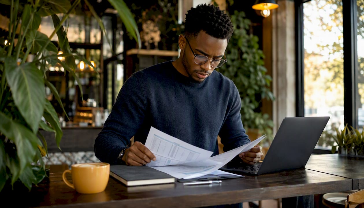 Analyst typing FX pricing report from documents