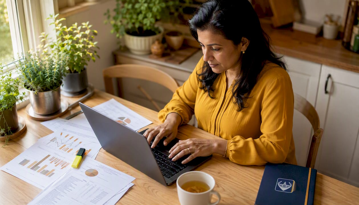 Tax consultant calculating ECI on laptop