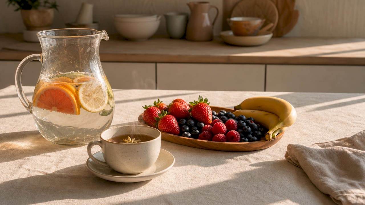Postpartum hydration and nutrition essentials on bedside