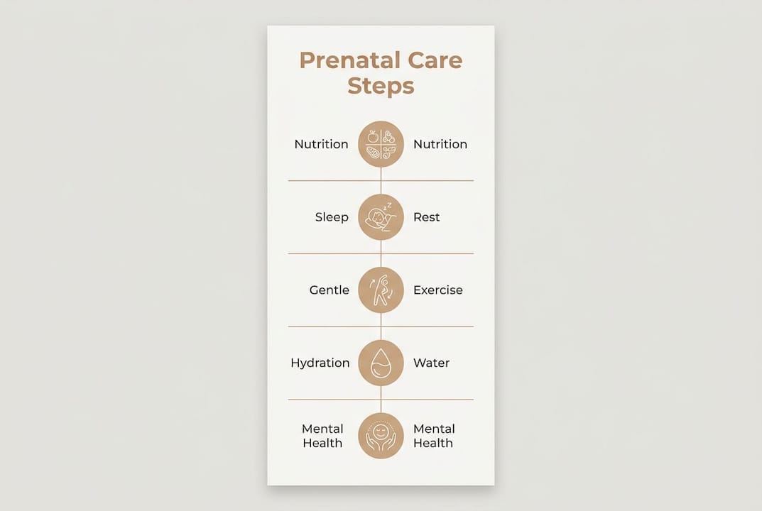 Infographic illustrating key prenatal self-care steps