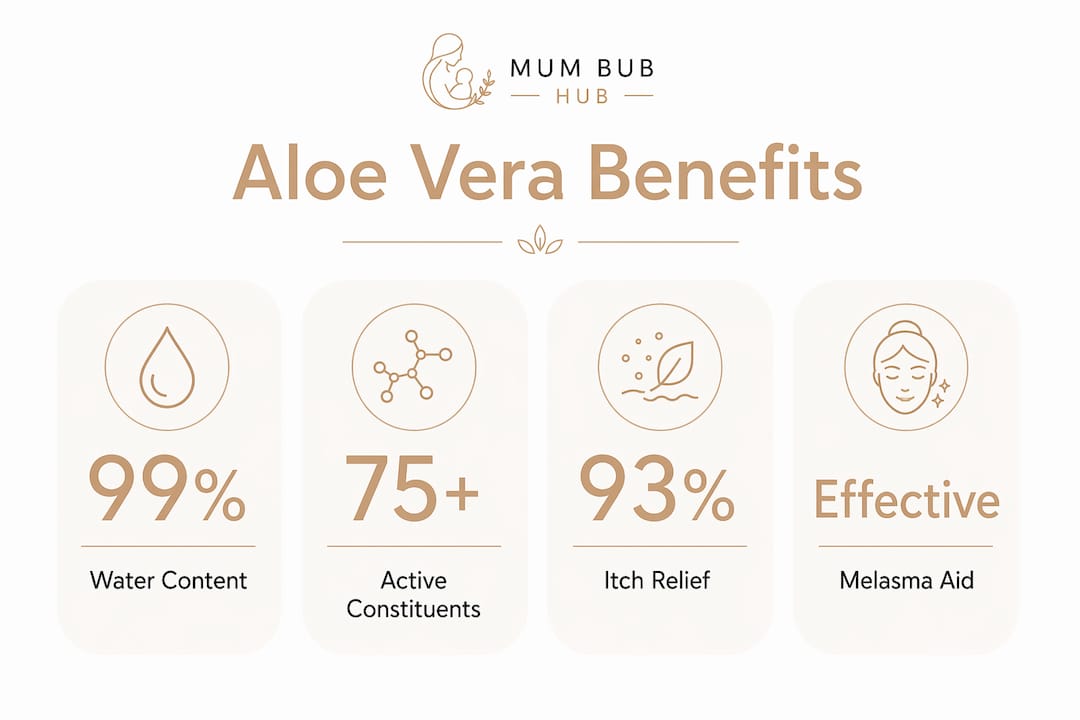 Infographic summarizing aloe vera benefits during pregnancy