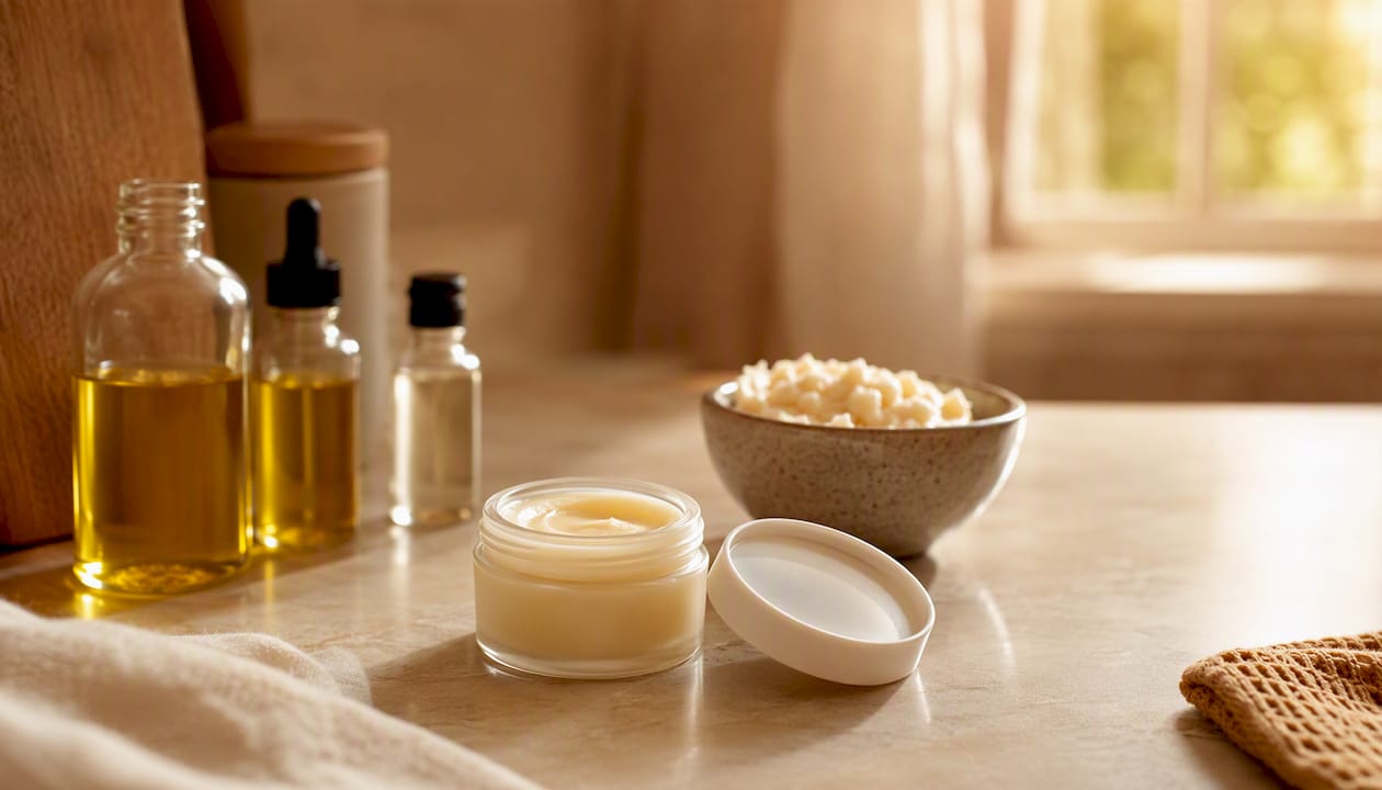 Lanolin-free nipple balm jar close-up