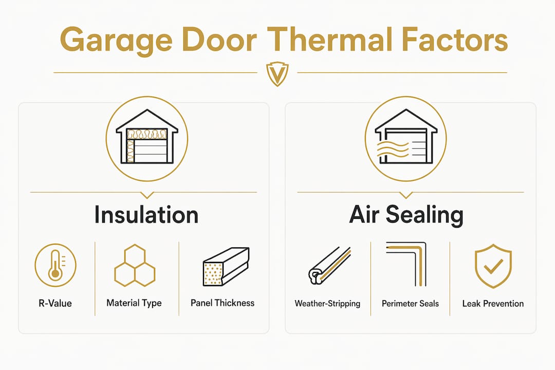Infographic comparing garage door insulation and air sealing