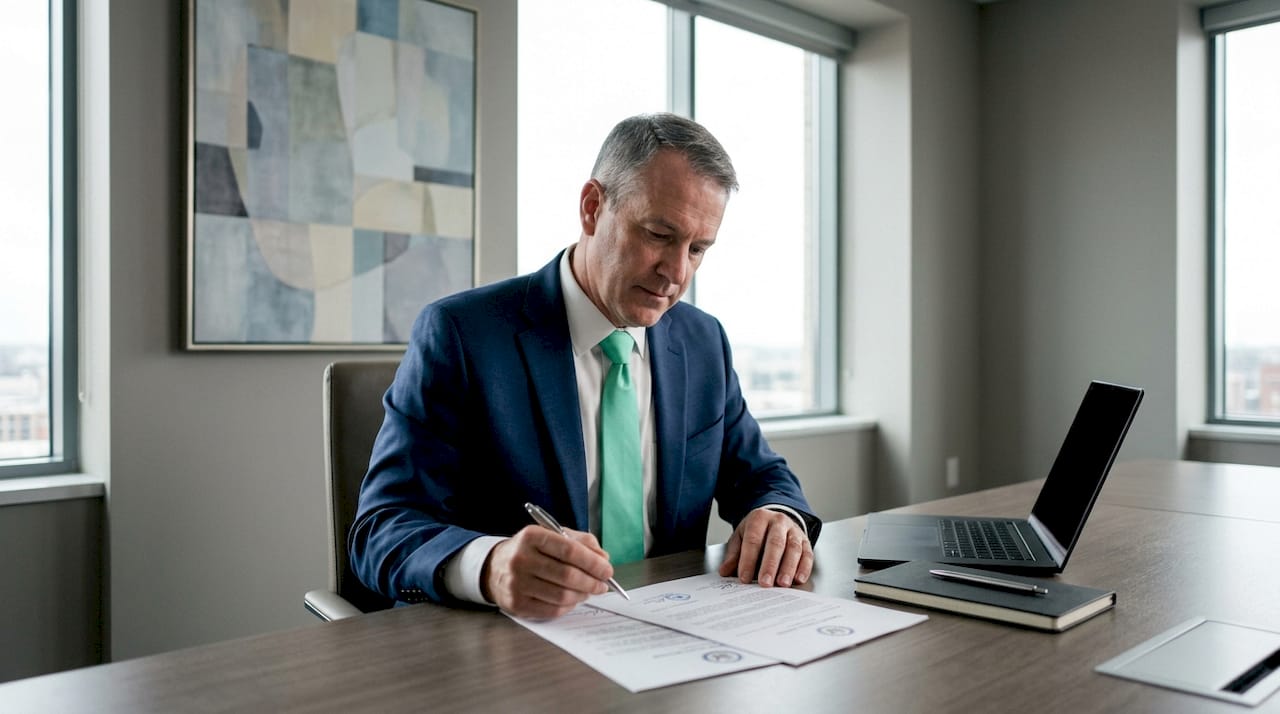 Hands examining crypto gambling license documents