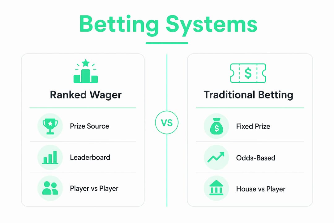 Infographic comparing ranked wager and traditional betting