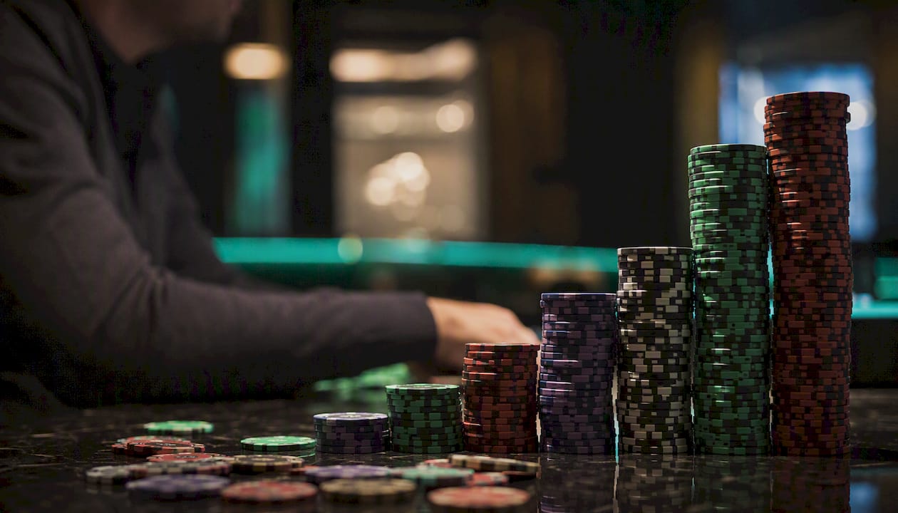Stacked casino chips illustrating betting progression