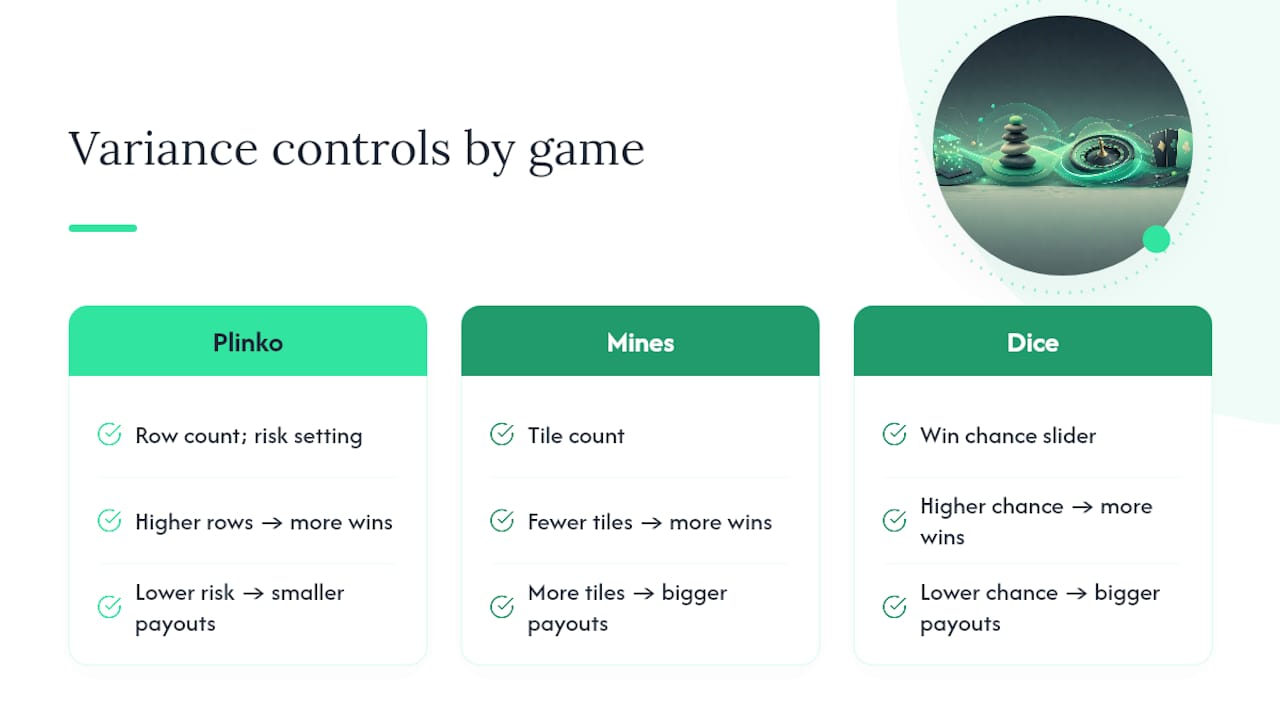 Game settings that adjust payout variance