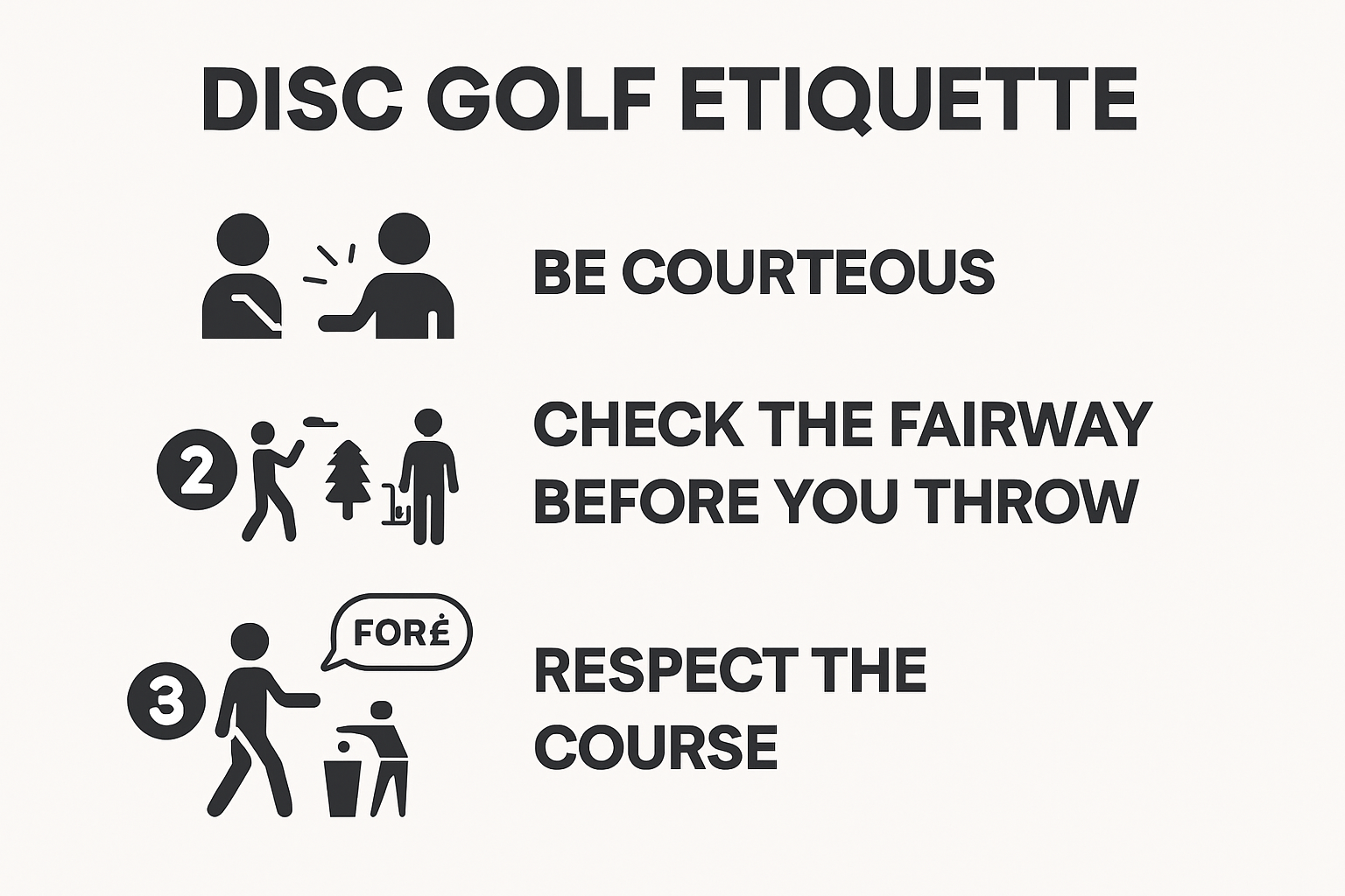 Infographic outlining disc golf etiquette basics