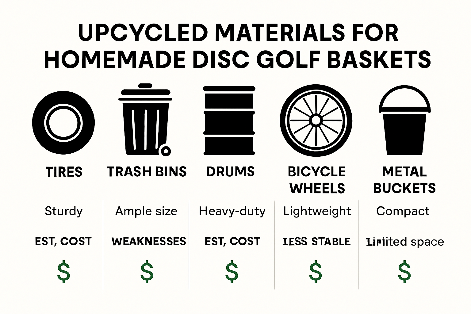 Upcycled DIY disc golf basket material comparison