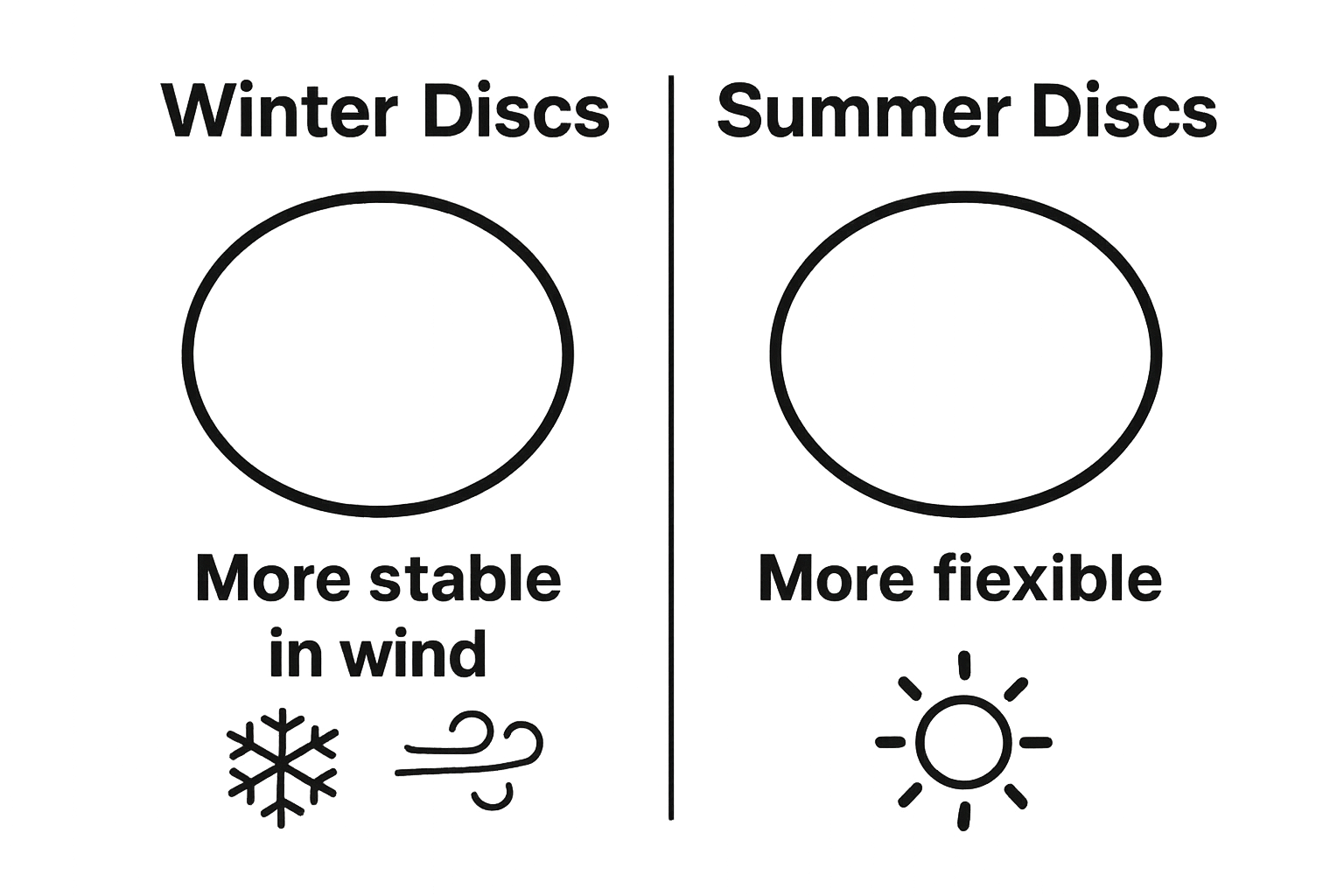 Infographic comparing winter discs and summer discs