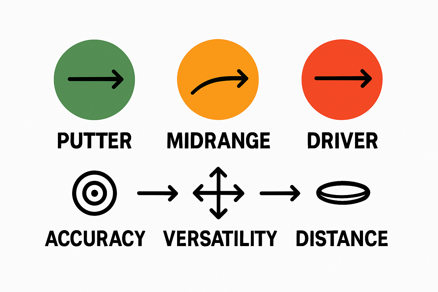 Infographic shows chart comparing putter, midrange, and driver discs