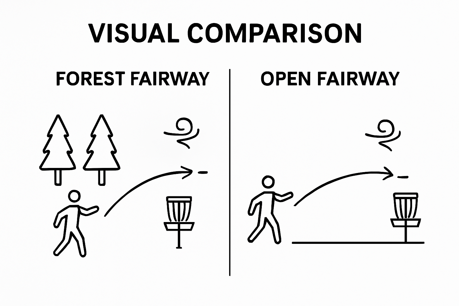 Comparison of forest and open disc golf fairway types
