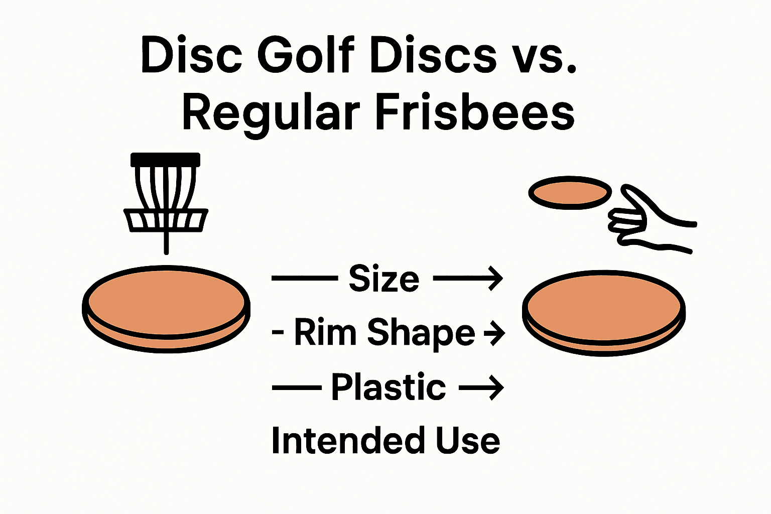 Infographic visually comparing disc golf discs versus regular Frisbees.