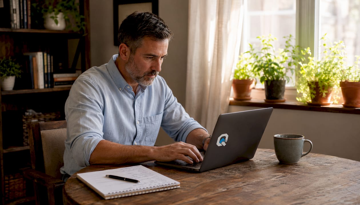 AppFolio user entering lease data at desk