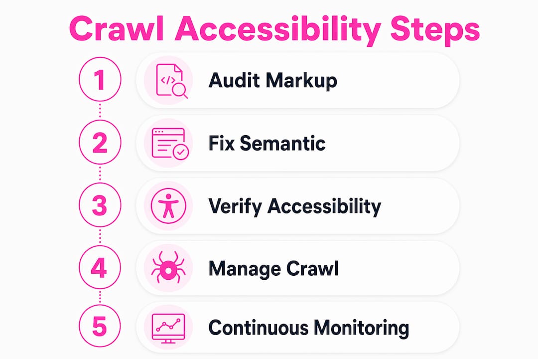 Infographic showing crawl accessibility step-by-step process