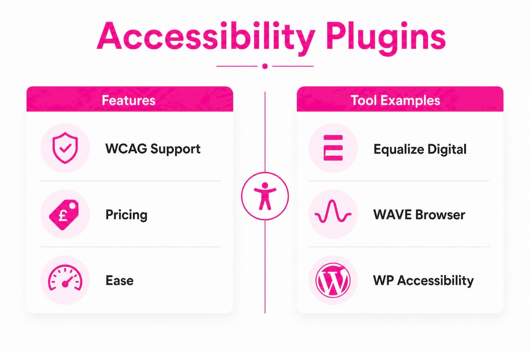 Infographic comparing key WordPress accessibility plugins