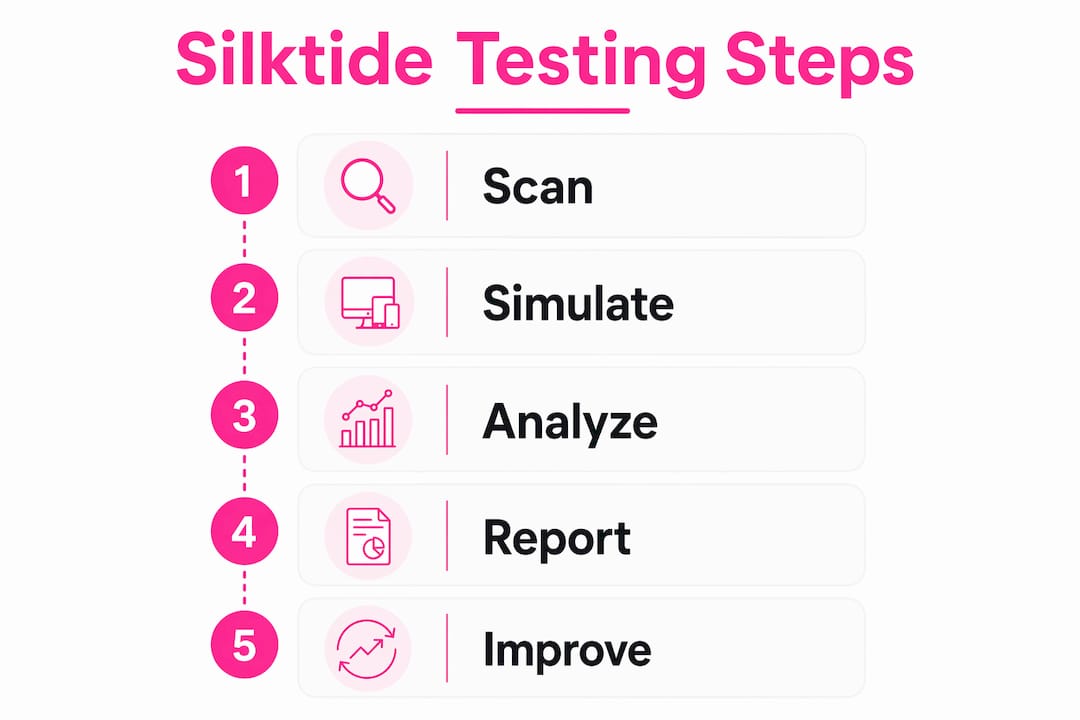 Infographic showing Silktide accessibility testing process