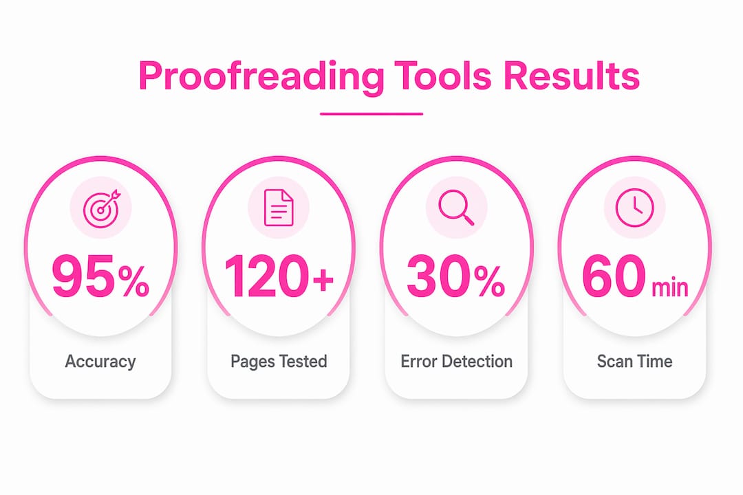 Infographic showing proofreading tools testing statistics