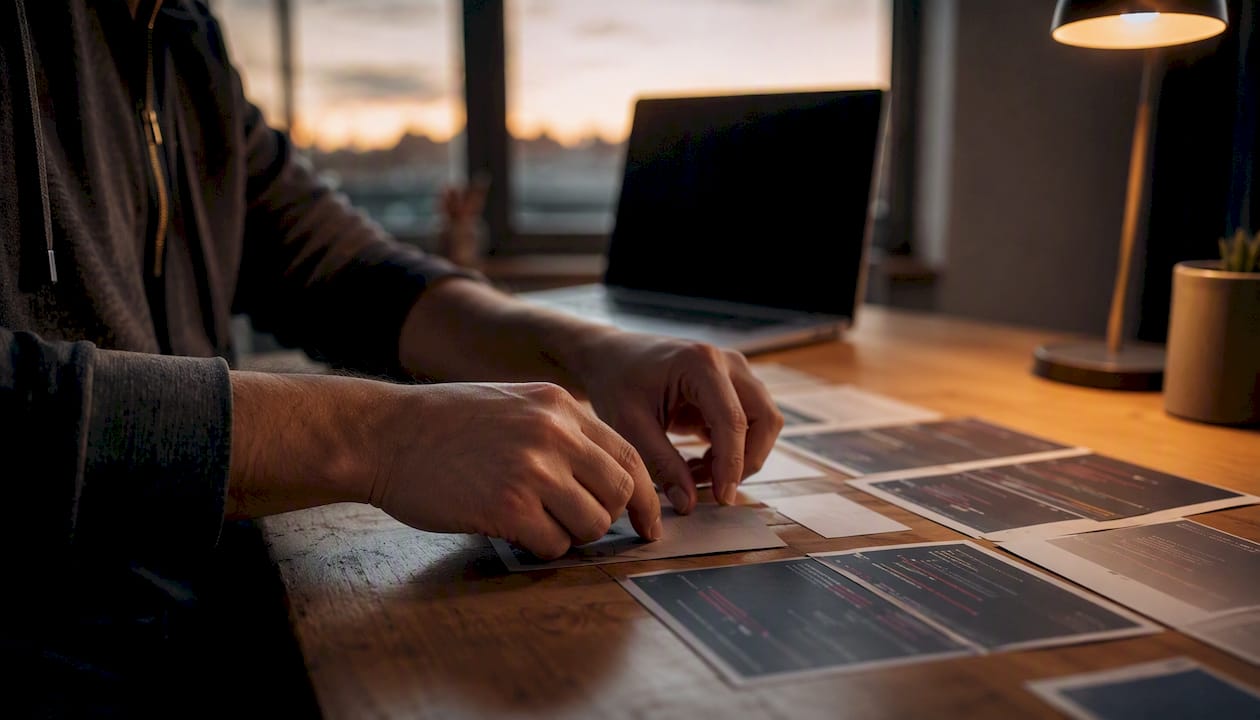 Hands placing pre-deploy check card