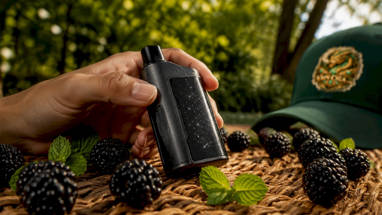 Black Mint Lost Mary vape with blackberries and mint