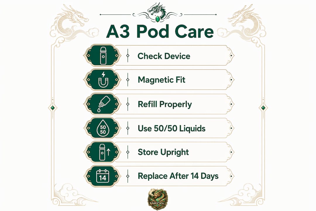 Infographic explaining Caliburn A3 pod usage steps