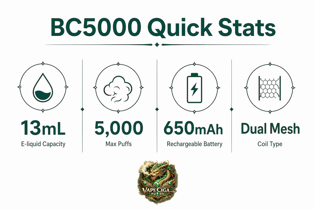 Infographic showing key BC5000 vape statistics