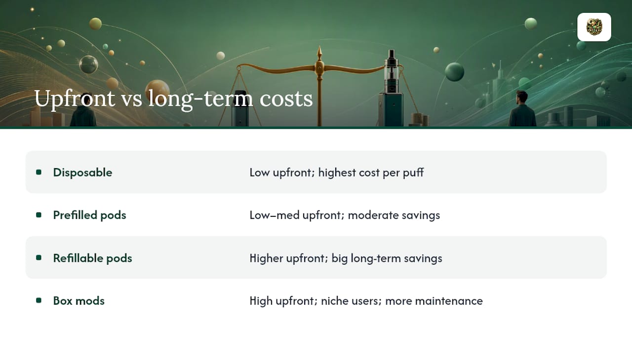 Cost comparison of vaping formats