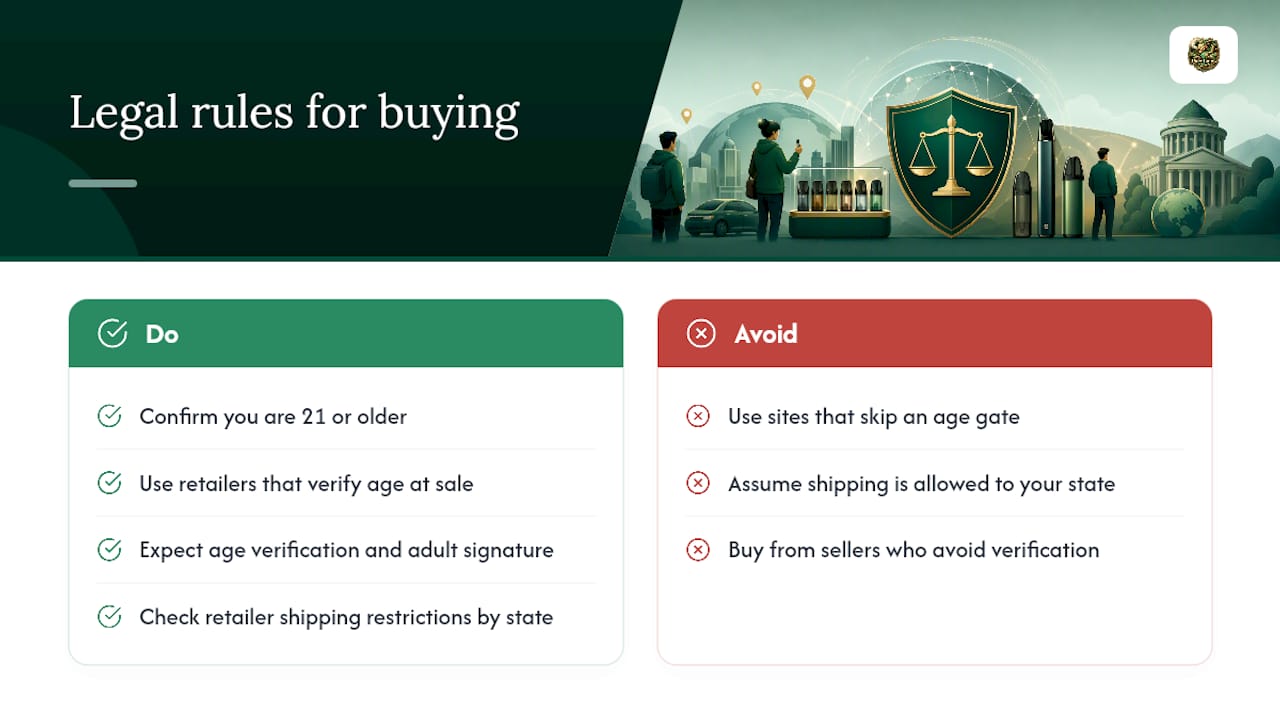 What Are the Legal Rules for Buying JUUL Alternatives? — overview diagram