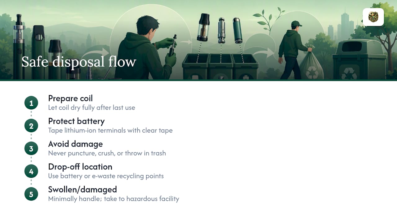 Safe disposal flow for batteries and used coils