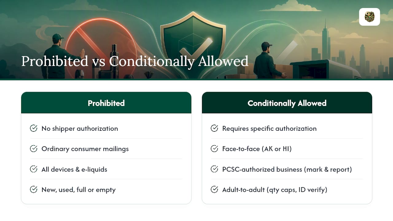 Prohibited and conditionally allowed vape shipments