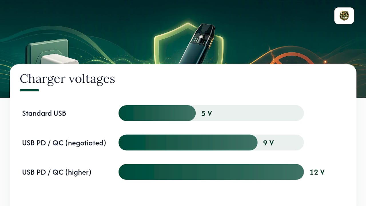 Comparison of 5V USB and fast charging voltages