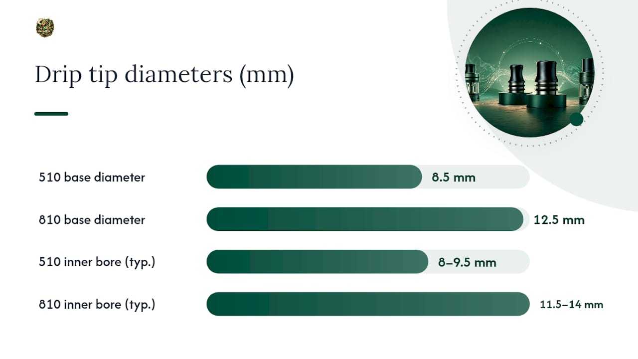 510 and 810 drip tip size comparison