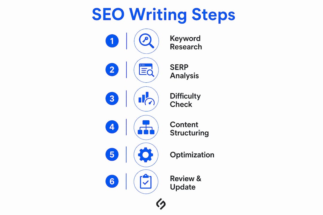 Infographic showing SEO content writing step-by-step process