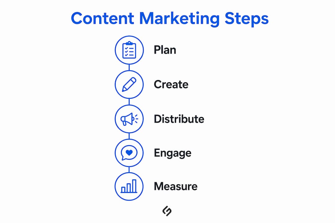 Infographic outlining content marketing process steps