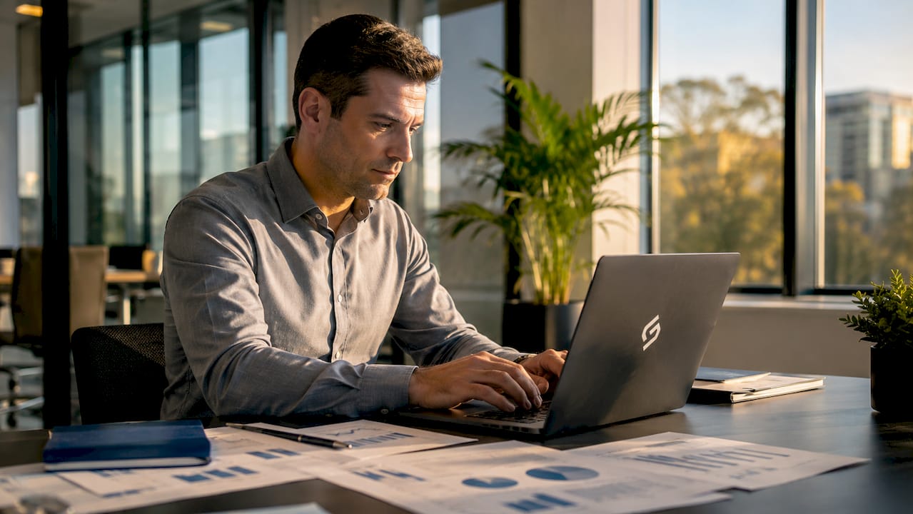 Hands typing financial data for marketing costs