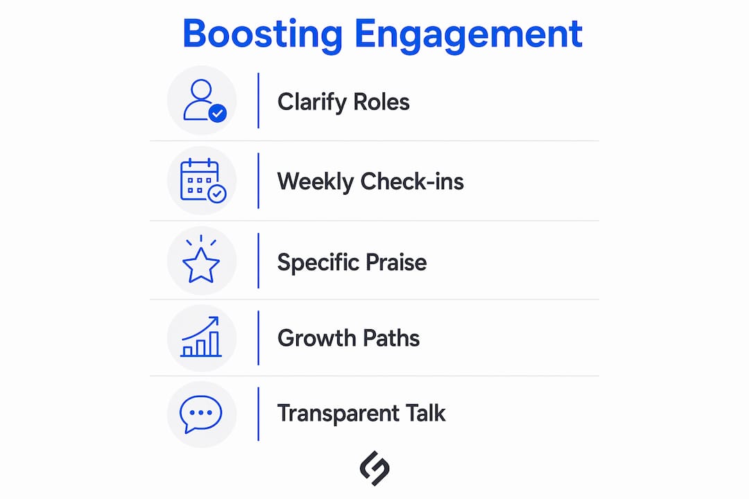Infographic on key steps to boost employee engagement