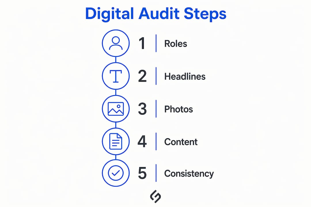 Infographic illustrating five digital footprint audit steps