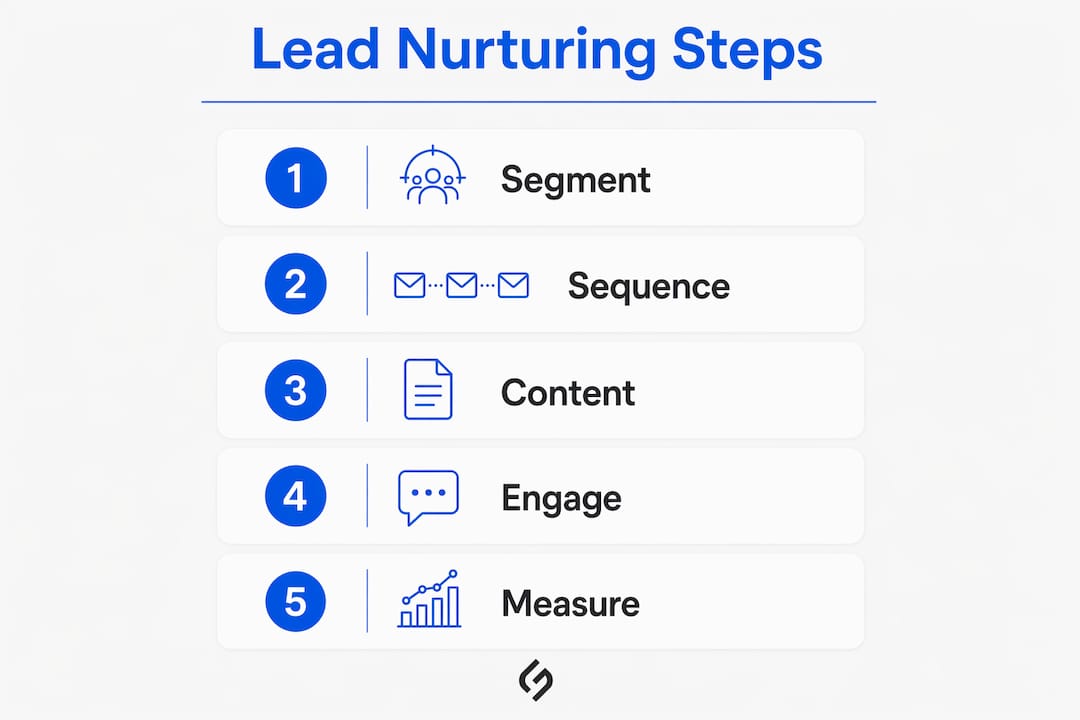 Infographic showing lead nurturing process steps