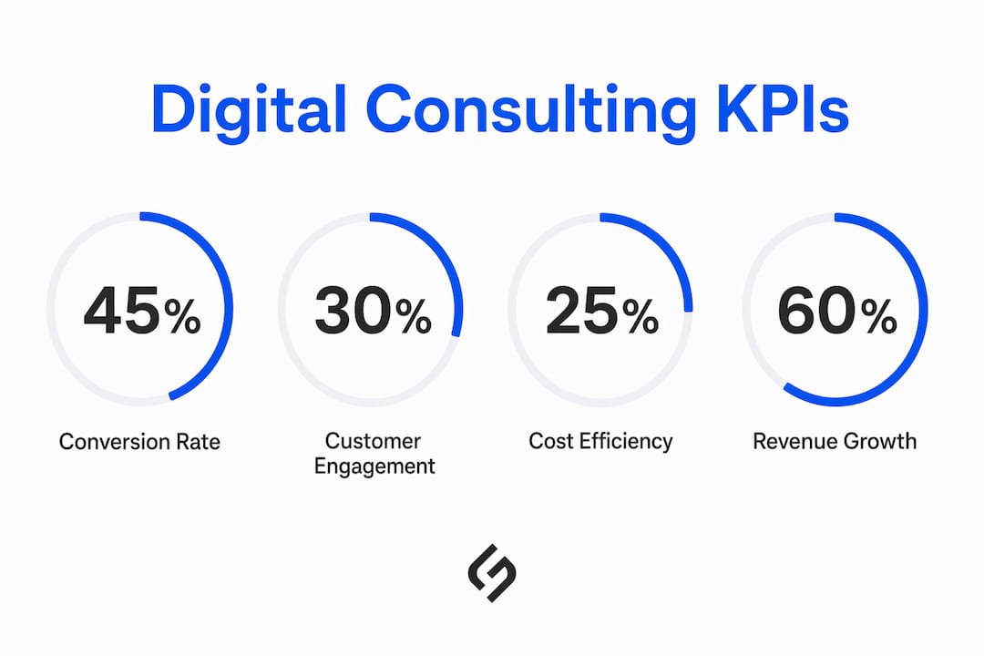 Infographic displaying key digital consulting metrics