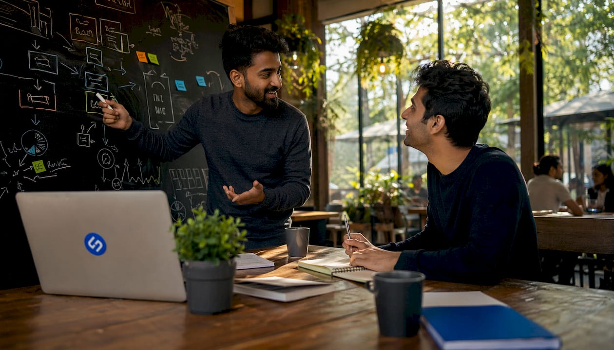 Marketer brainstorming exit-intent popup strategies