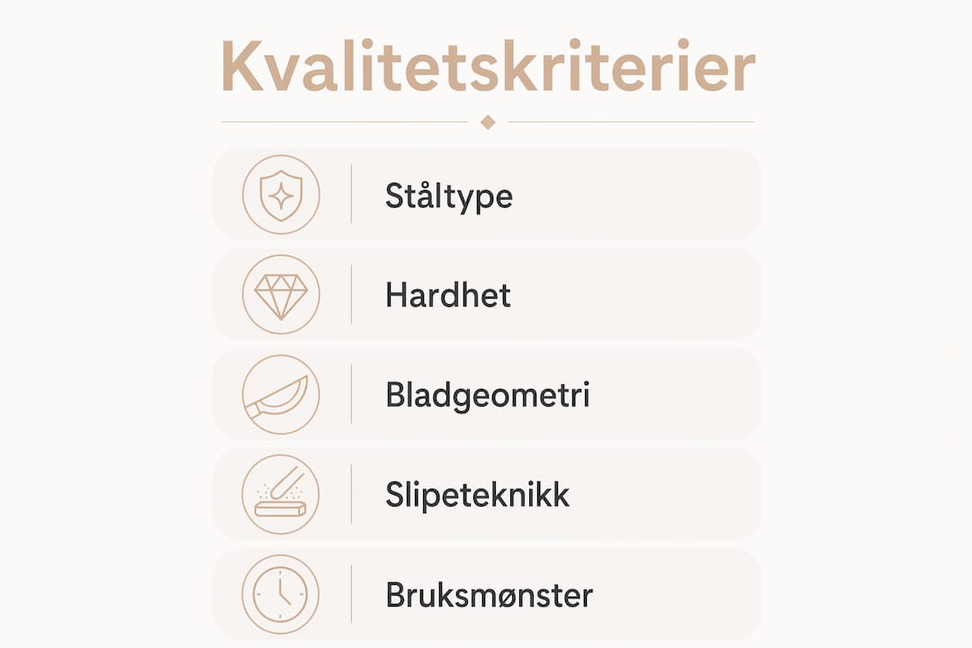Infografikk som gir deg oversikt over hva som kjennetegner en japansk kokkekniv av høy kvalitet