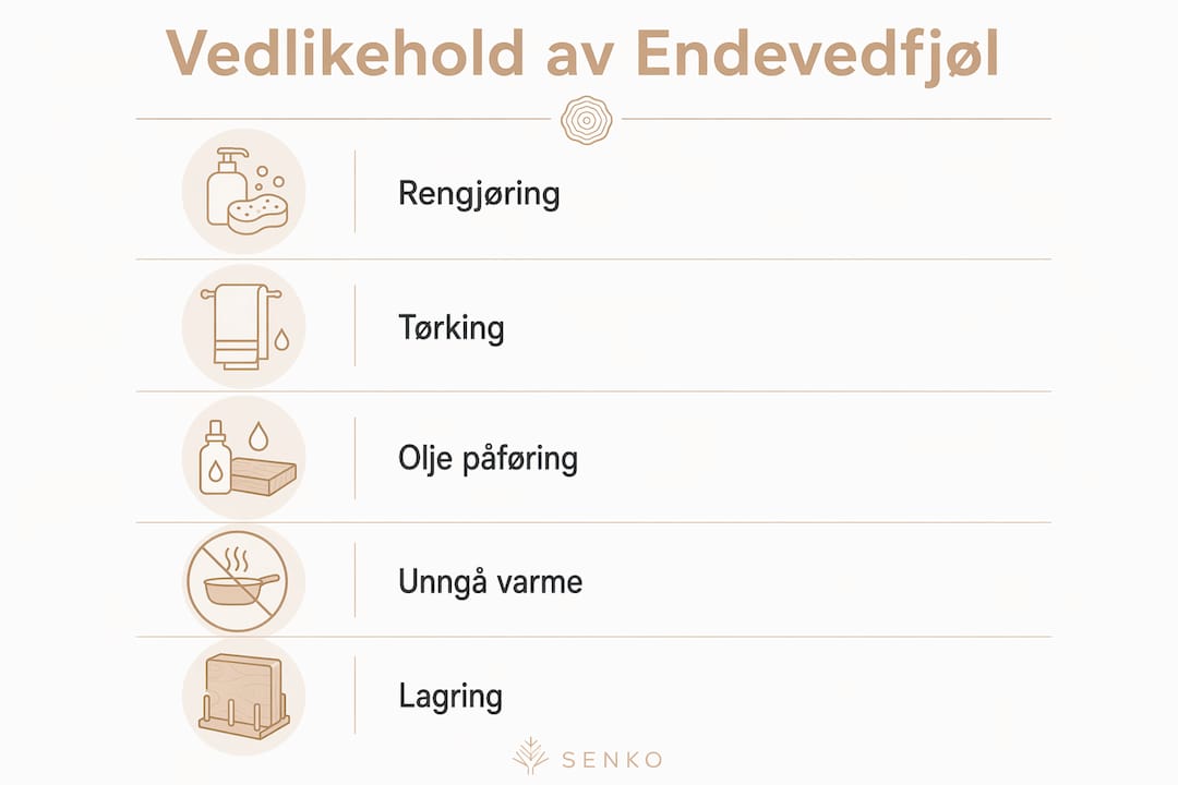 Infografikk som viser steg-for-steg hvordan du kan ta vare på skjærefjøl i endeved