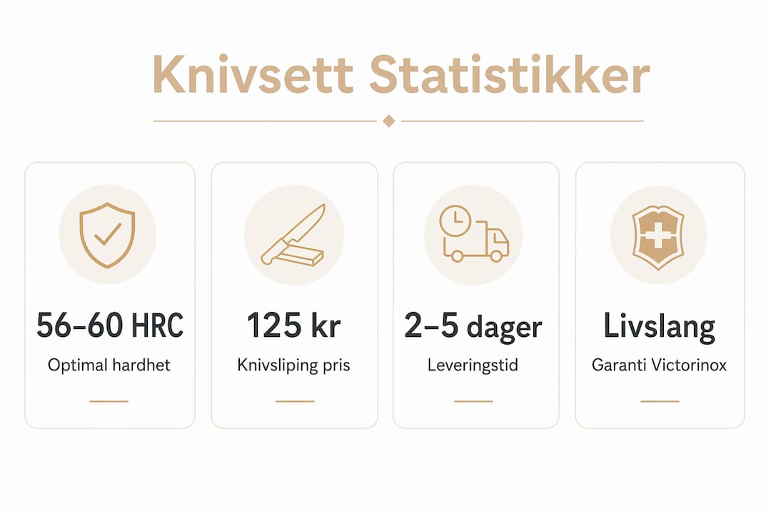 Oversiktlig infografikk med de viktigste tallene og fakta om kokkeknivsett.