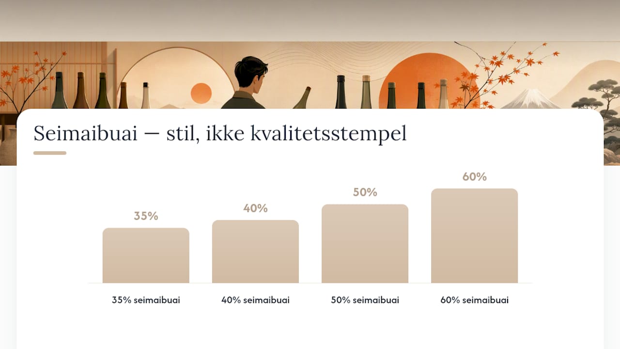 Sammenligning av poleringsgrader for daiginjo-sake