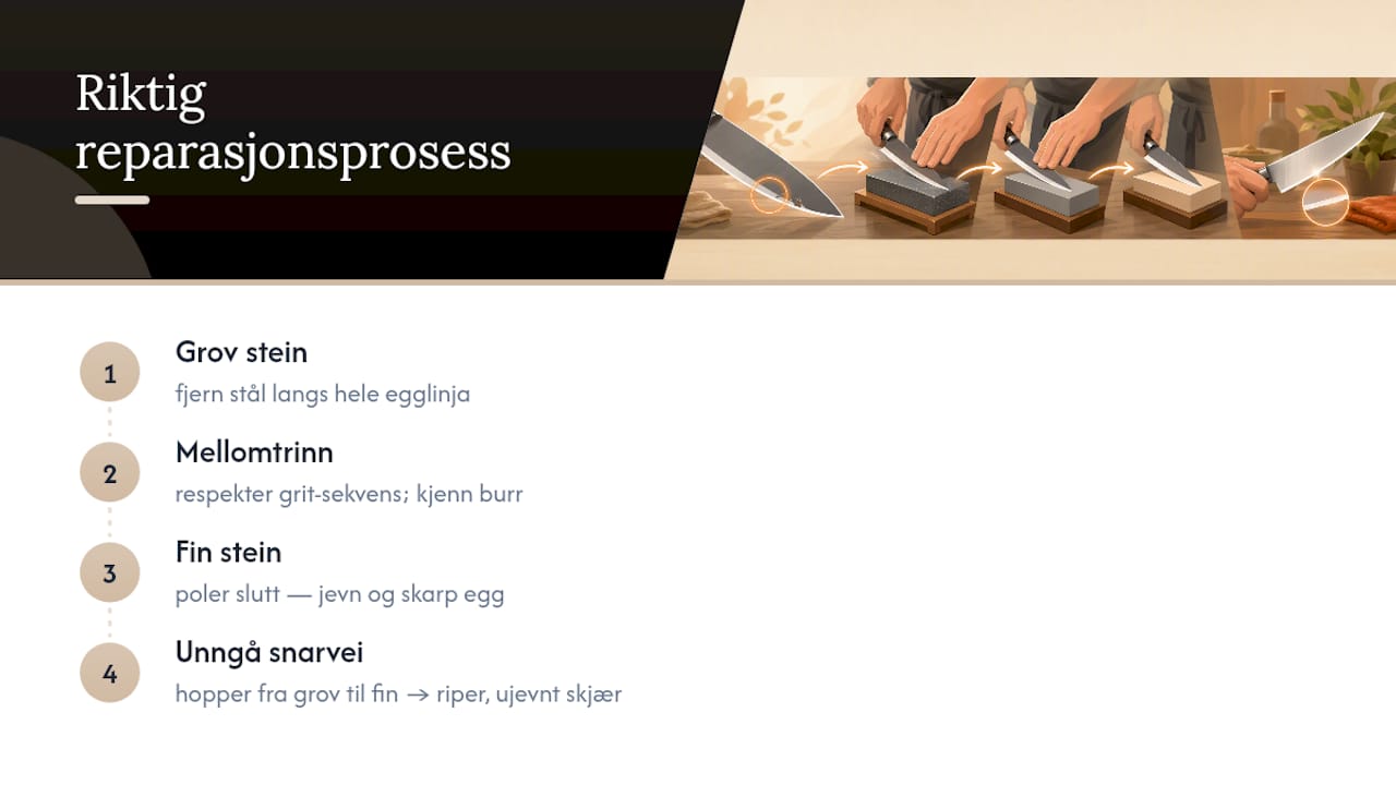 Riktig trinnvis reparasjon av knivegg