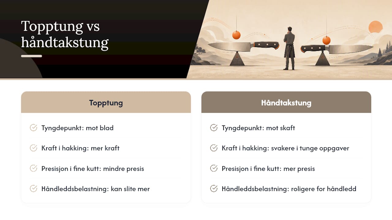 Sammenligning av balansen på to knivtyper
