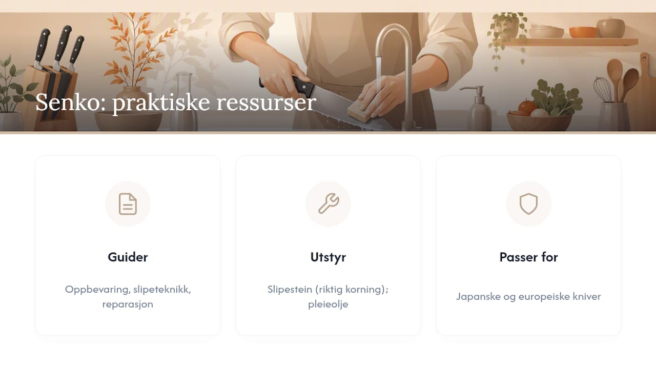Senko: praktiske ressurser for hele vedlikeholdsrutinen — overview diagram