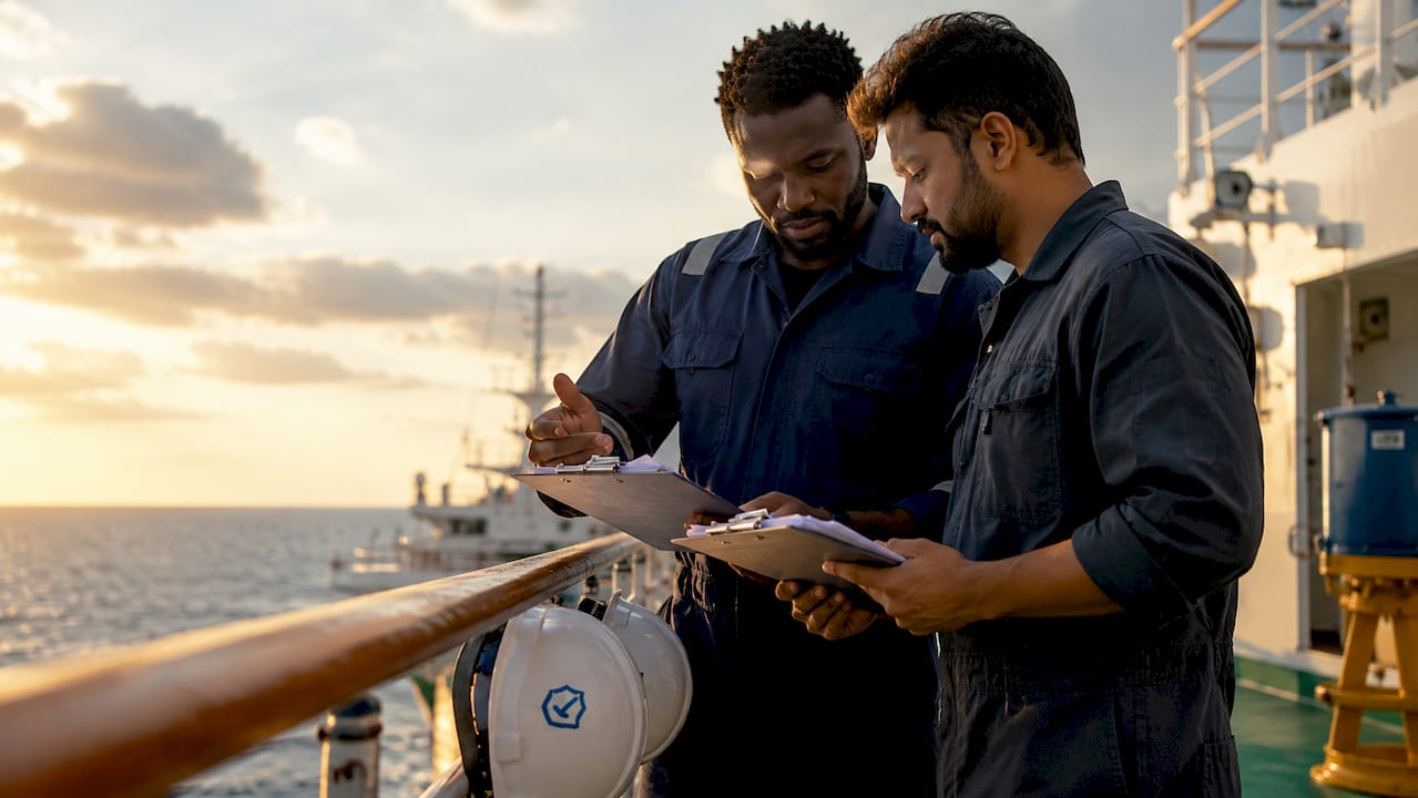 Two crew leaders discussing fatigue management