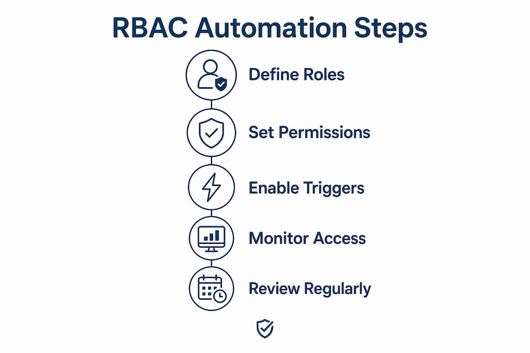Infographic illustrating role based access control automation steps