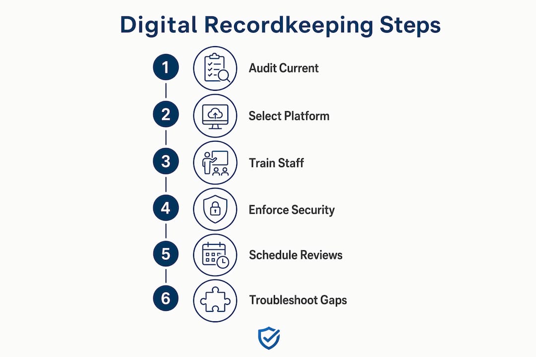 Infographic showing digital recordkeeping workflow steps